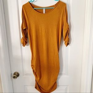 BNWOT Zenana Mustard Ruched Sleeve Tunic Top